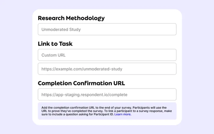 Confirmation URLs card