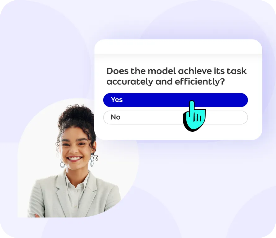 Human evaluators reviewing AI model outputs