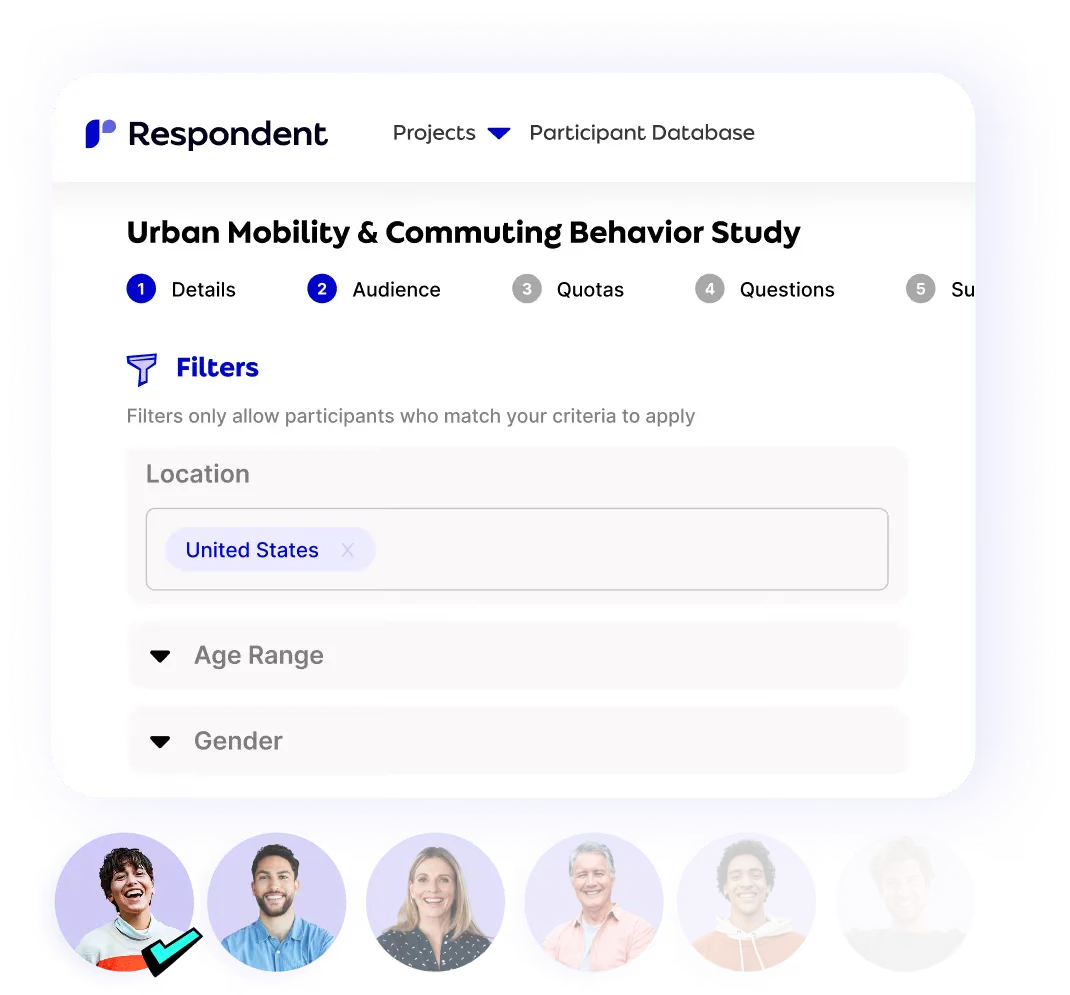 Respondent participant targeting interface