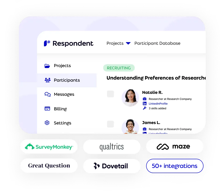 Respondent integrations with research tools