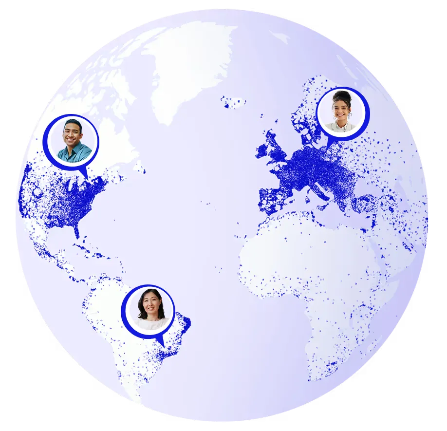 Illustration showing global survey audience coverage
