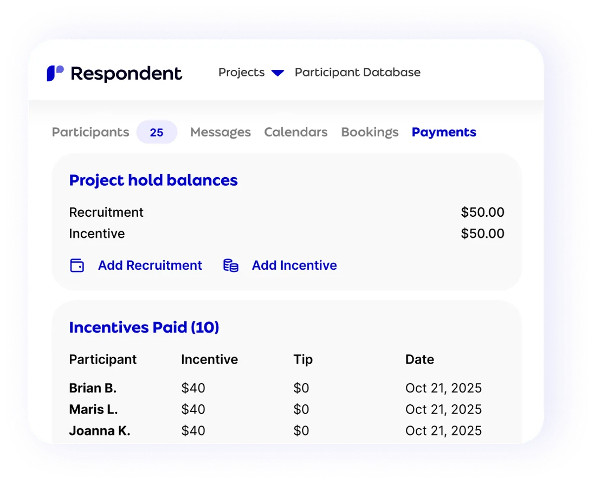 Respondent payment status tracking
