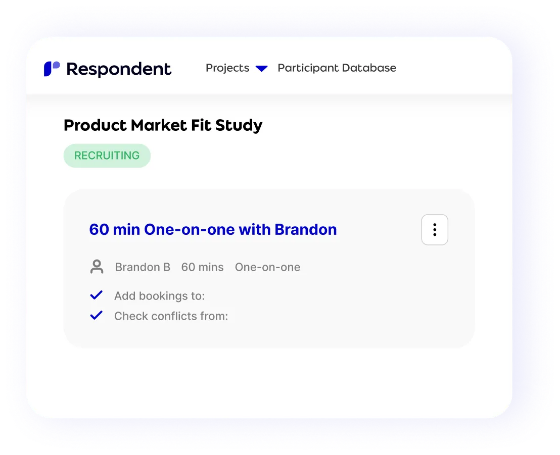 Respondent moderated interview project screen