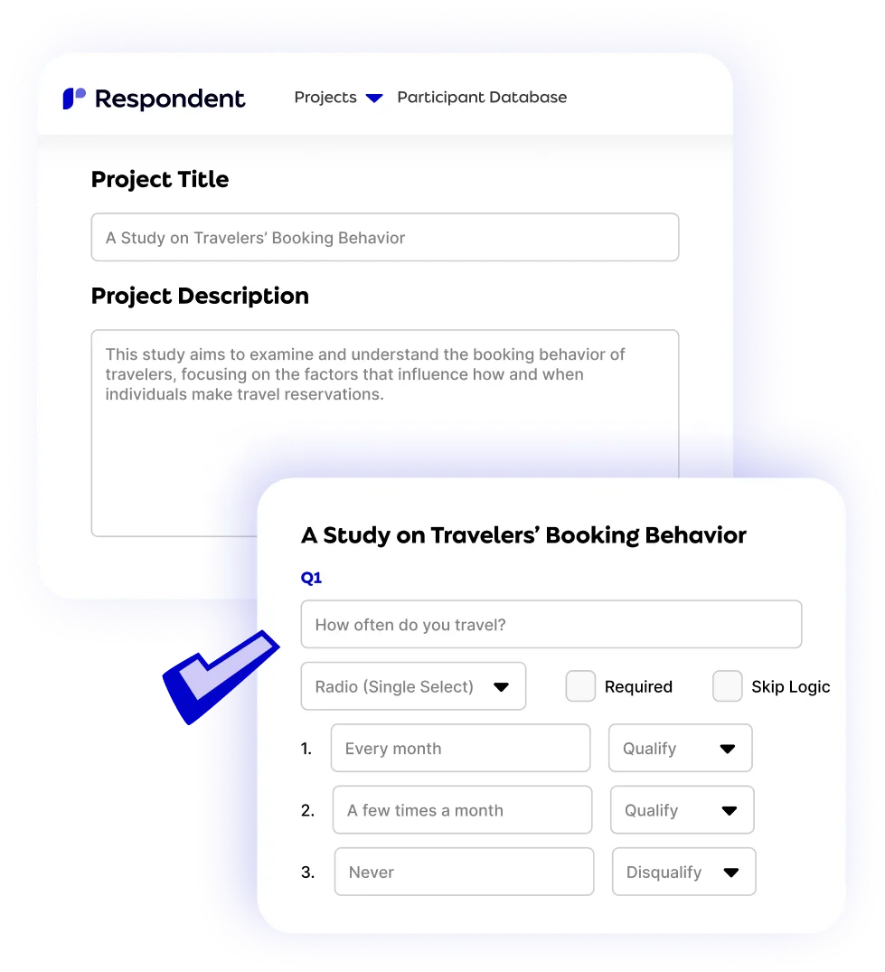Respondent project recommendations screen