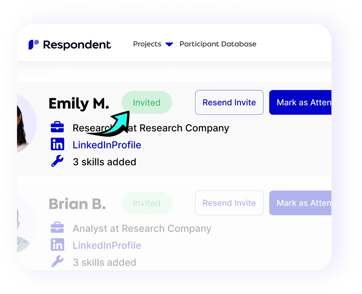 Respondent participant status overview