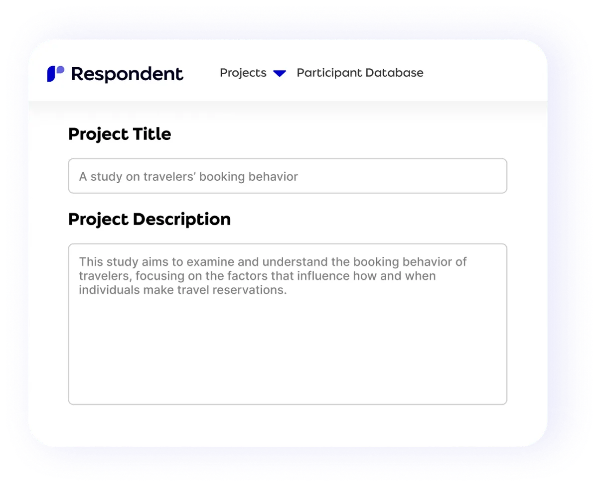 Respondent research method selection screen