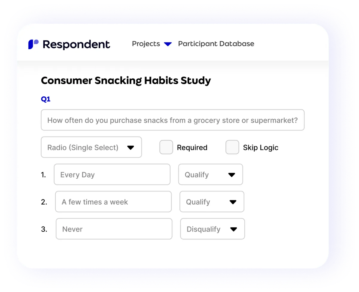 Respondent participant profile detail screen