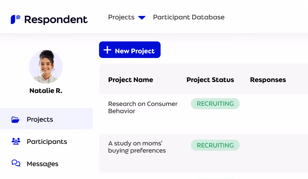 Respondent moderated-study dashboard preview