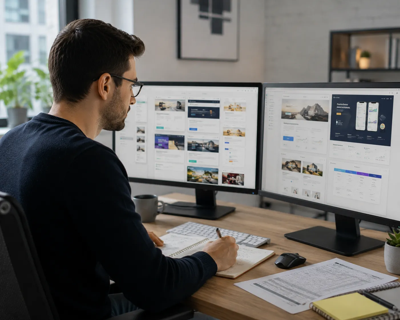 An agency team running client research