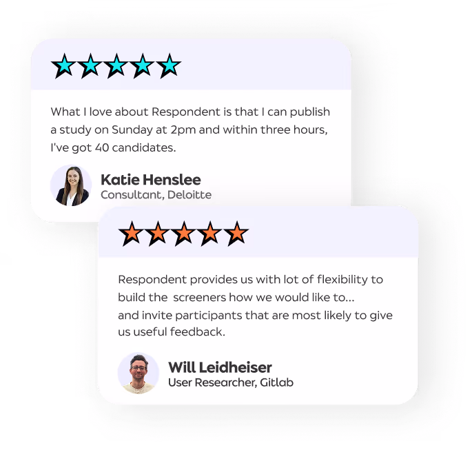 Respondent customer review and ratings card